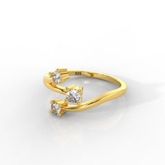 Nature Inspired Leaf Shaped Ring- Hallmarked 925 Sterling Silver Yellow Gold