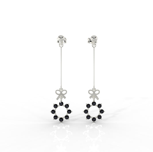 Celestial Circle Drop Threader Earrings, Hallmarked 925 Sterling Silver